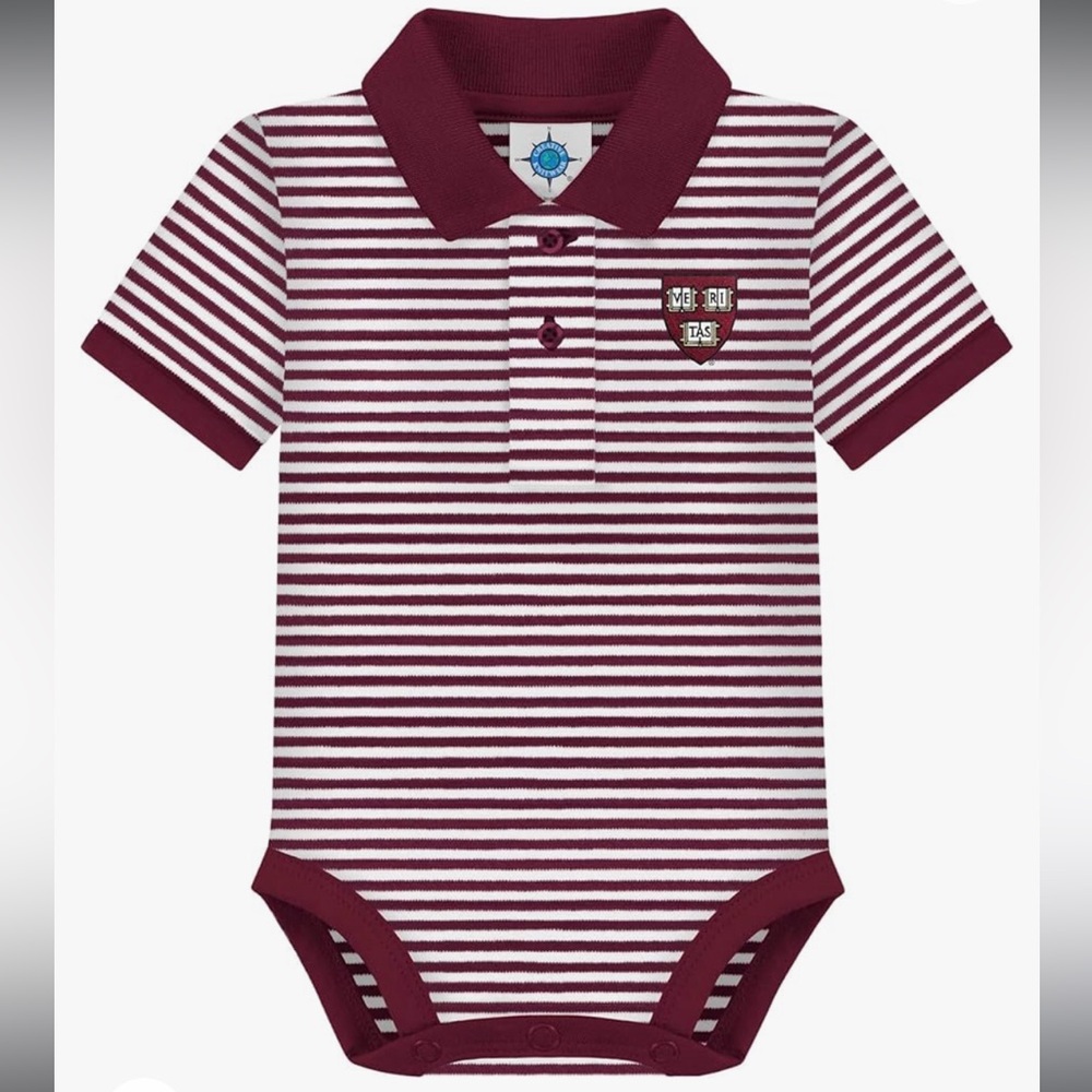 Harvard Embroidered Logo - Baby Infant Polo Onesie shirt 0-3 months striped